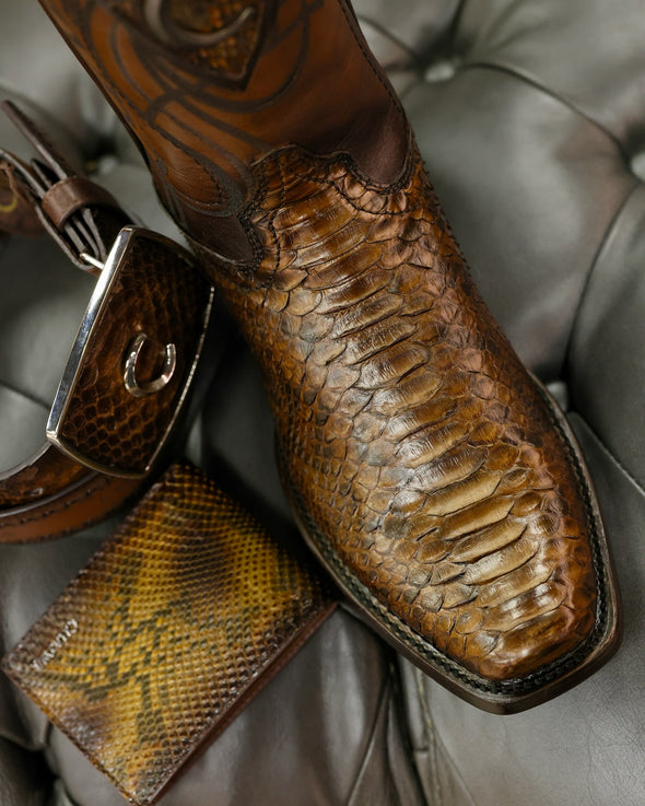 Italian Vintage Python Skin Ranch Cowboy Boots