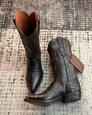 Vintage Crocodile Leather Pointed Toe Ranch Boots
