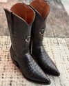Vintage Crocodile Leather Pointed Toe Ranch Boots
