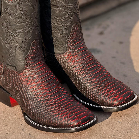 Black Cherry Python Skin Cowboy Boots