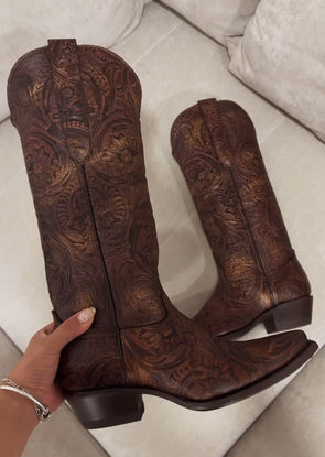 Vintage Texture Pointed Toe Boots