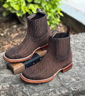 Hand-carved Western Ankle Boots