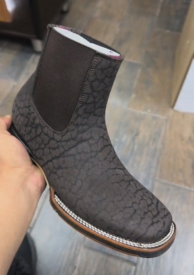 Italian Carved Cowboy Ankle Boots