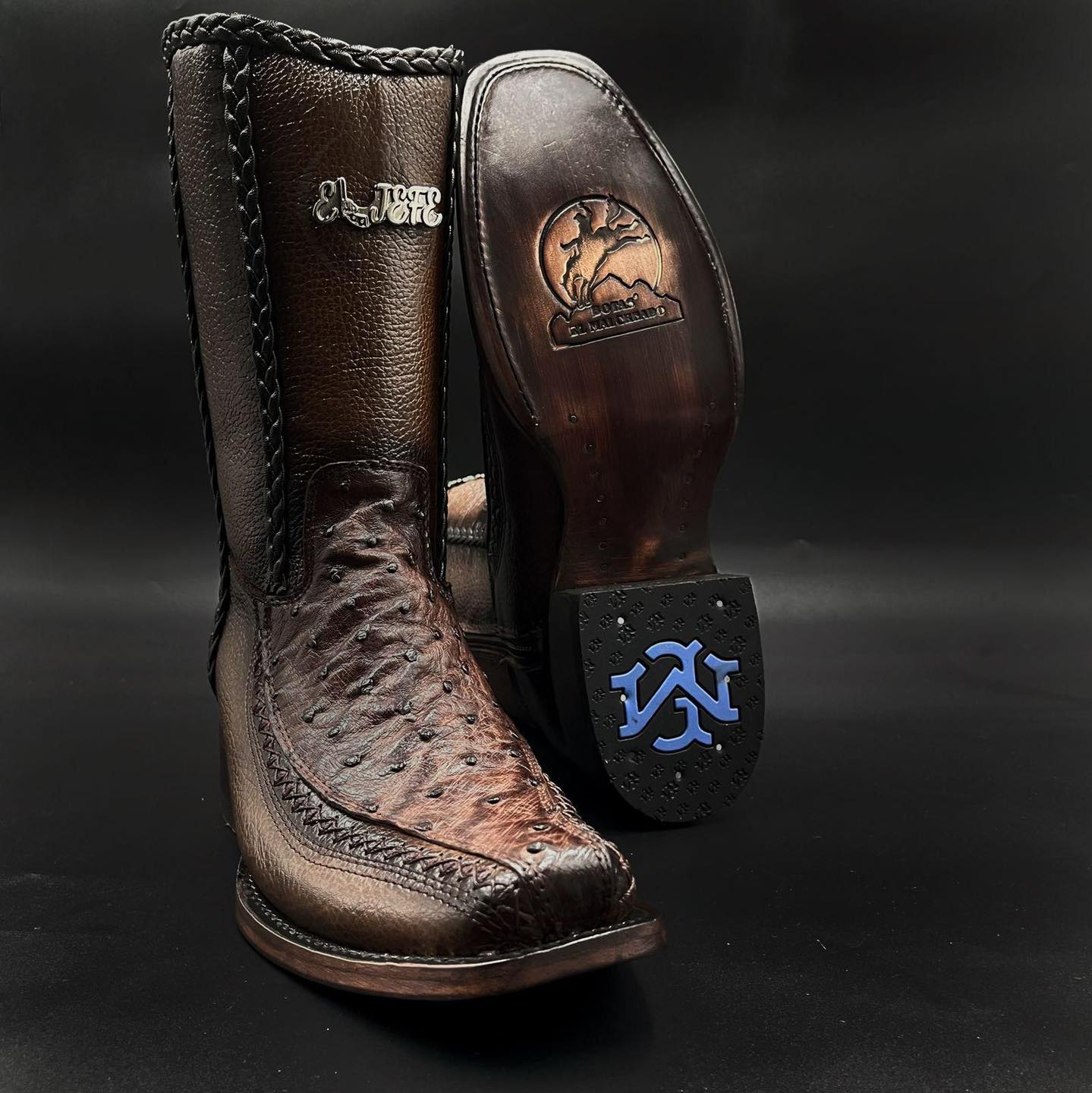 Ostrich Leather Ranch Cowboy Boots