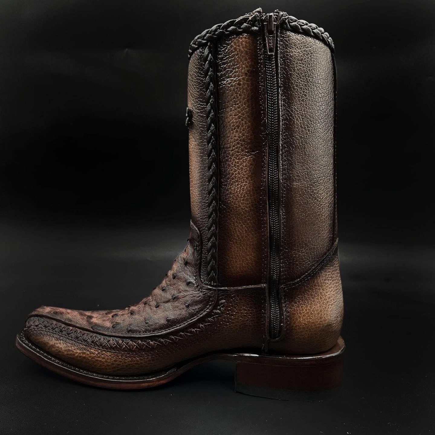 Ostrich Leather Ranch Cowboy Boots