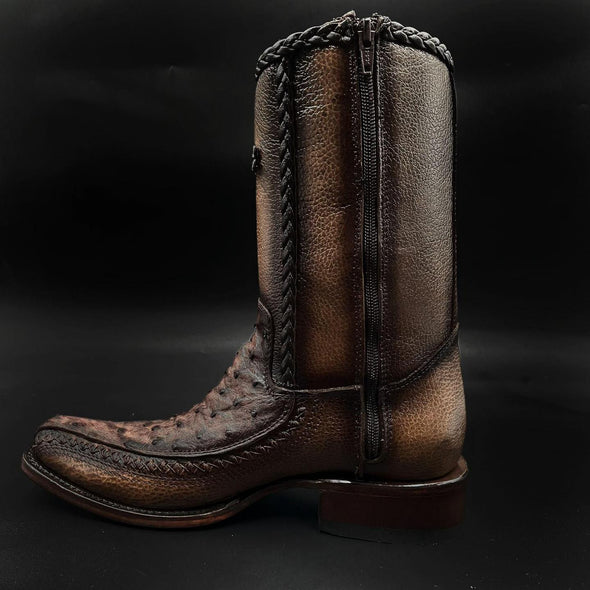 Ostrich Leather Ranch Cowboy Boots