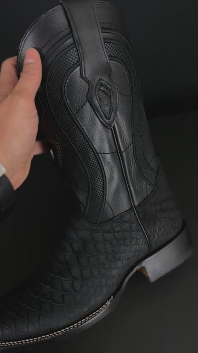 Matte Black Python Boots