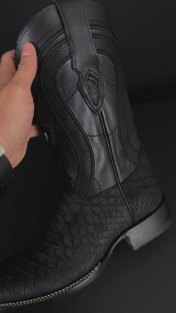 Matte Black Python Boots