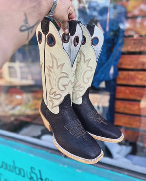 Color-blocked Embroidered Ranch Cowboy Boots