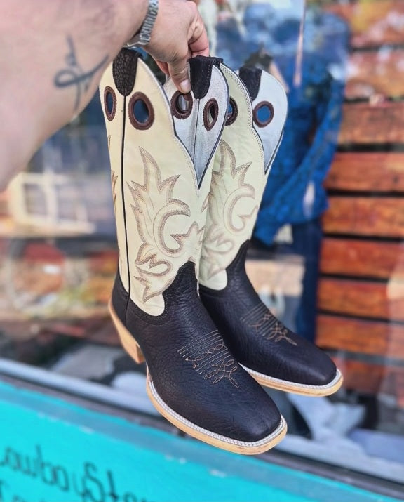 Color-blocked Embroidered Ranch Cowboy Boots