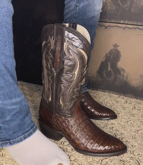 Tobacco Crocodile Leather Ranch Cowboy Boots
