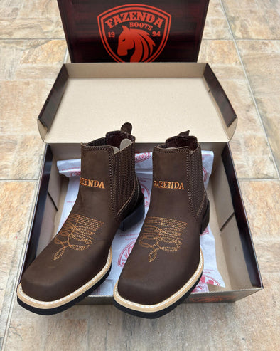 Suede Embroidered Cowboy Ankle Boots