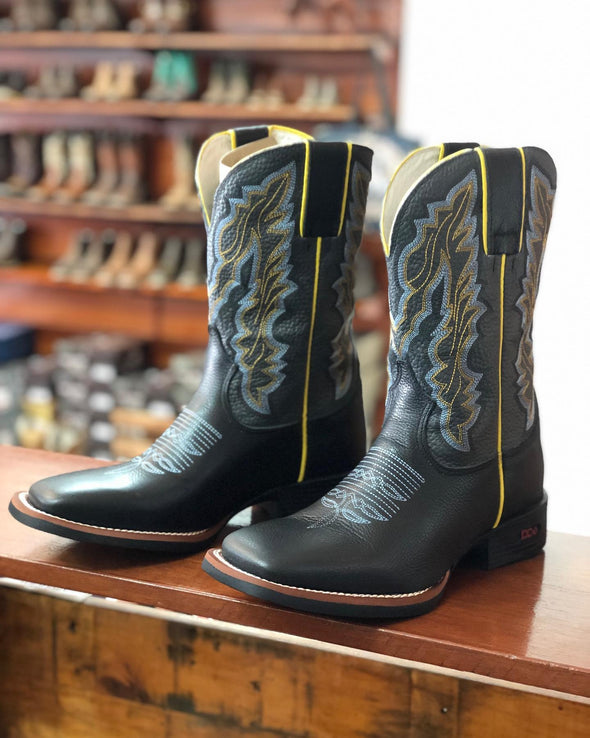 Vintage Embroidered Cowhide Ranch Boots