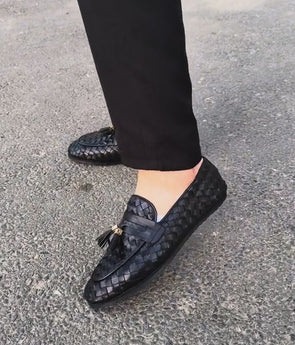 Handmade Cowhide Tassel Loafers