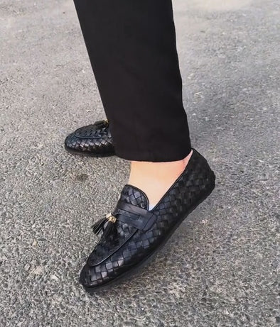 Handmade Cowhide Tassel Loafers
