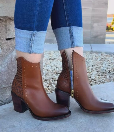 Italian Cowhide High-heeled Boots