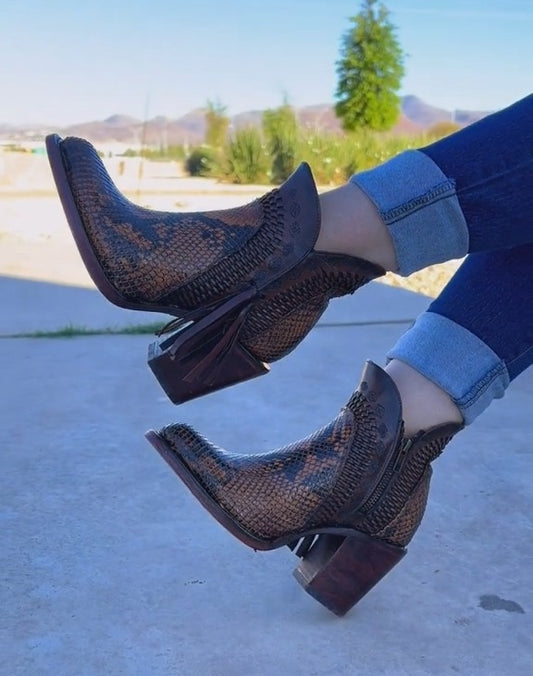 Handcrafted Python Skin High-heeled Boots