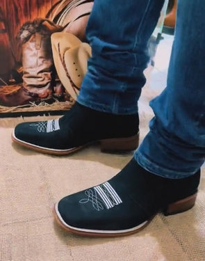 Suede Embroidered Ankle Boots