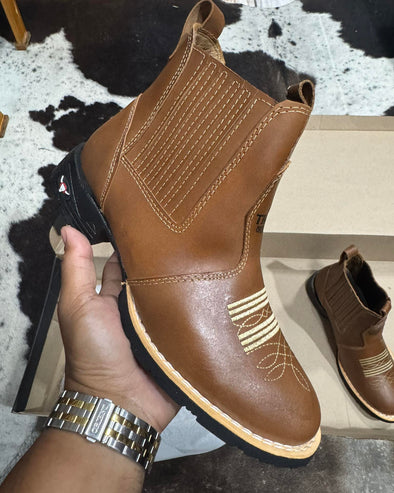 Vintage Cowhide Embroidered Western Ankle Boots