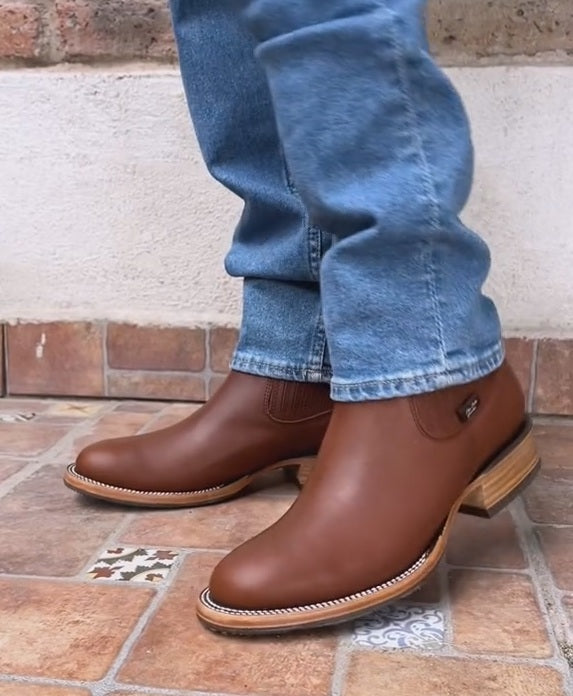 Handcrafted Solid Color Cowhide Ankle Boots