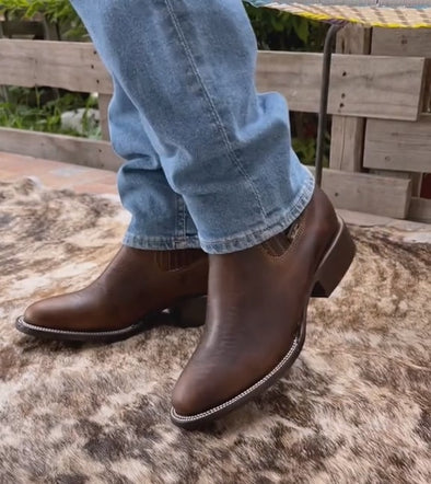 Handcrafted Solid Color Cowhide Ankle Boots