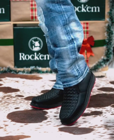 Hand-woven Red-soled Cowboy Ankle Boots