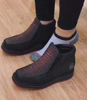 Black Cherry Women's Python Ankle Boots