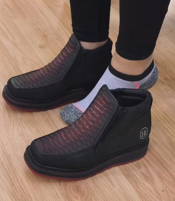 Black Cherry Women's Python Ankle Boots
