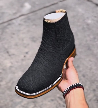 Handcrafted Cowhide Texture Ankle Boots