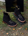 Italian Suede Embroidered Ankle Boots