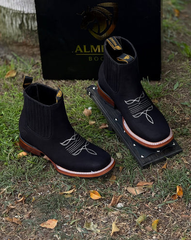 Italian Suede Embroidered Ankle Boots