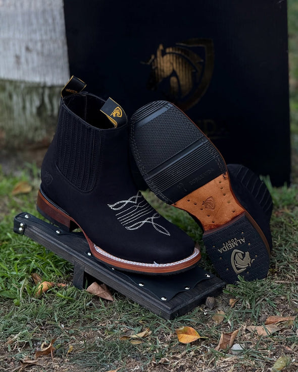 Italian Suede Embroidered Ankle Boots