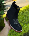 Italian Suede Embroidered Ankle Boots