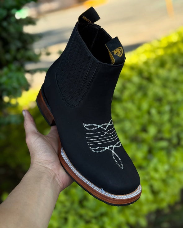 Italian Suede Embroidered Ankle Boots