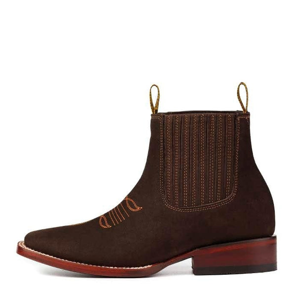 Italian Suede Embroidered Ankle Boots