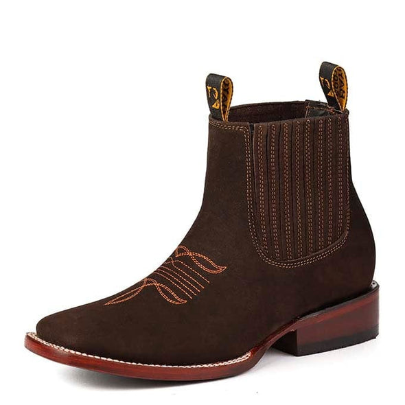 Italian Suede Embroidered Ankle Boots