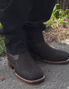 Vintage Textured Cowhide Ankle Boots