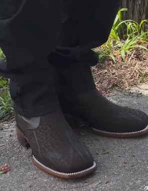 Vintage Textured Cowhide Ankle Boots