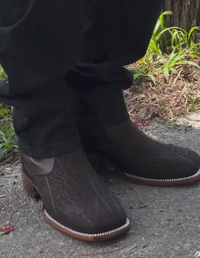 Vintage Textured Cowhide Ankle Boots