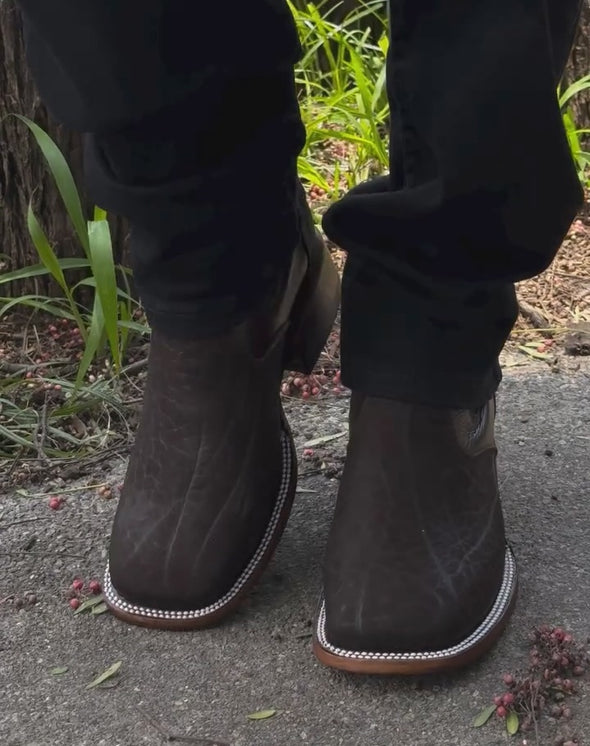 Vintage Textured Cowhide Ankle Boots