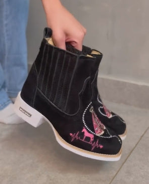 Hand-painted Suede Ankle Boots