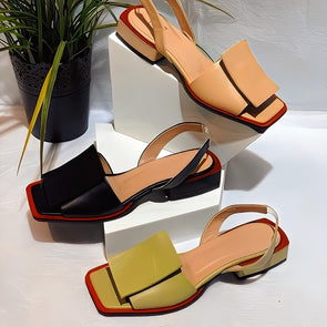 Solid-color Cowhide Sandals