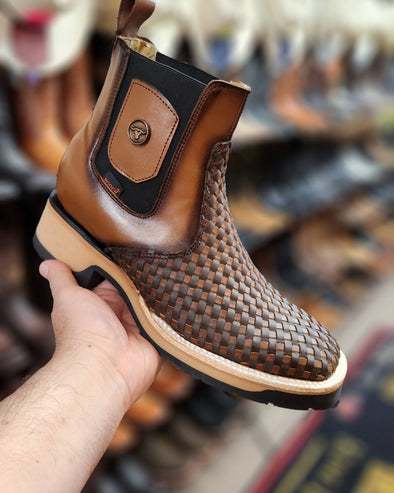 Italian Hand-woven Cowboy Ankle Boots