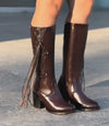 Italian Cowhide Carved Tassel Boots