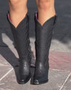 Black Cowhide Embroidered Cowboy Boots