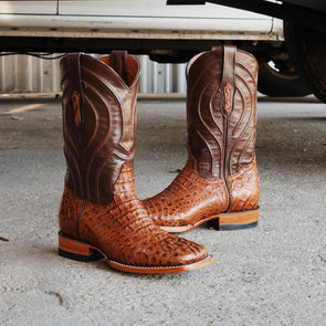 Exotic Caiman Cigar Waxy Square Toe Western Boots