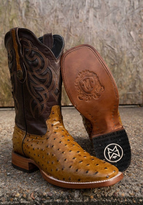 Exotic Ostrich Mapple Square Toe Boots