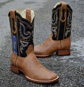 Exotic Sand Arizona Square Toe Western Boots
