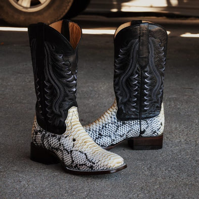 Exotic Python Natural Square Toe Boots