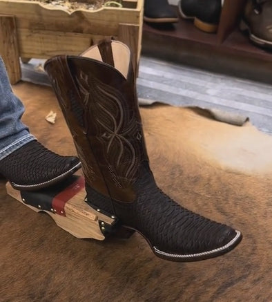 Exotic Vintage Embroidered Python Boots